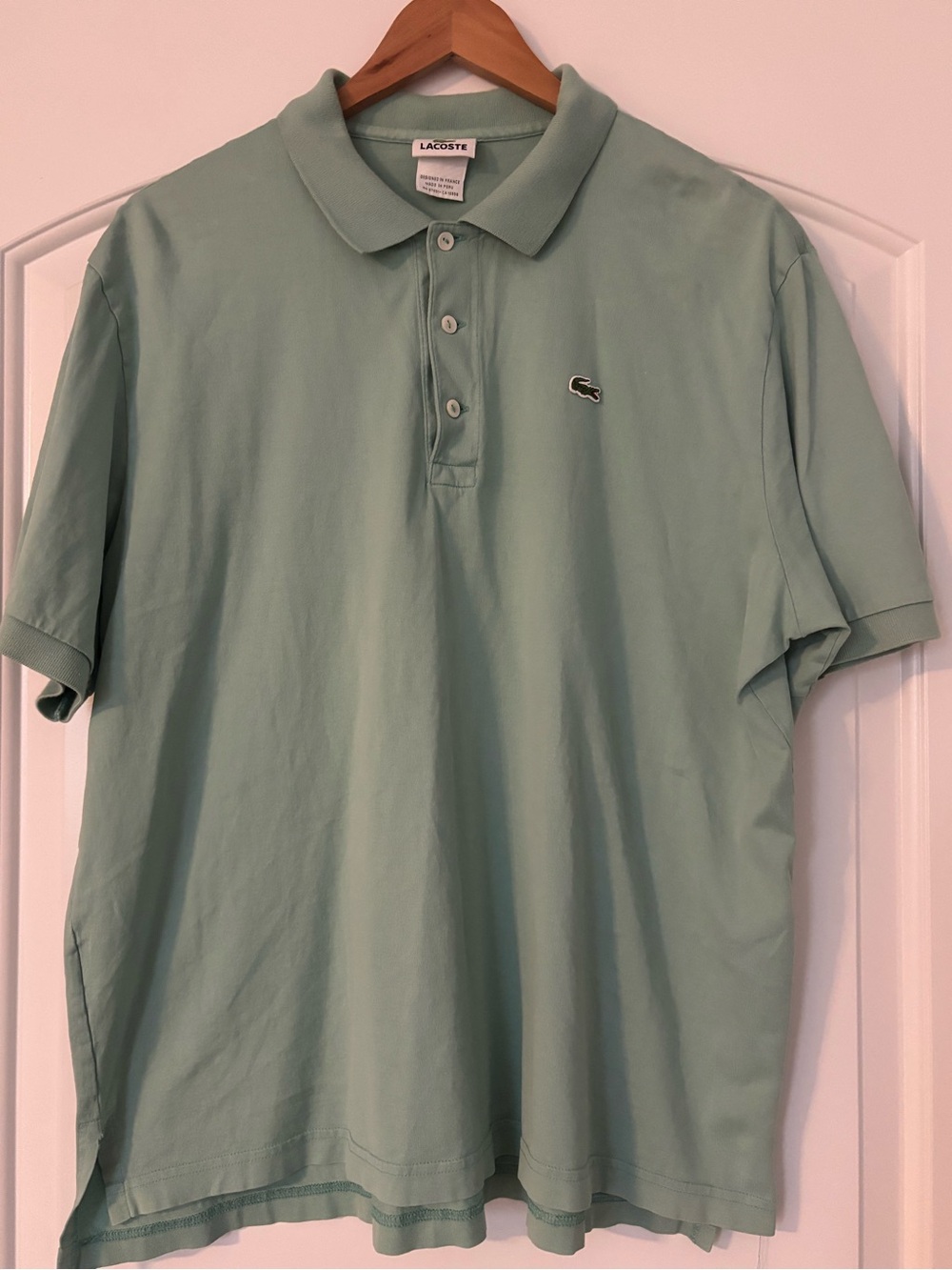 Lacoste Classic Fit Pique Polo Shirt Sage Mint Green Men's Size 7 (measures XL)